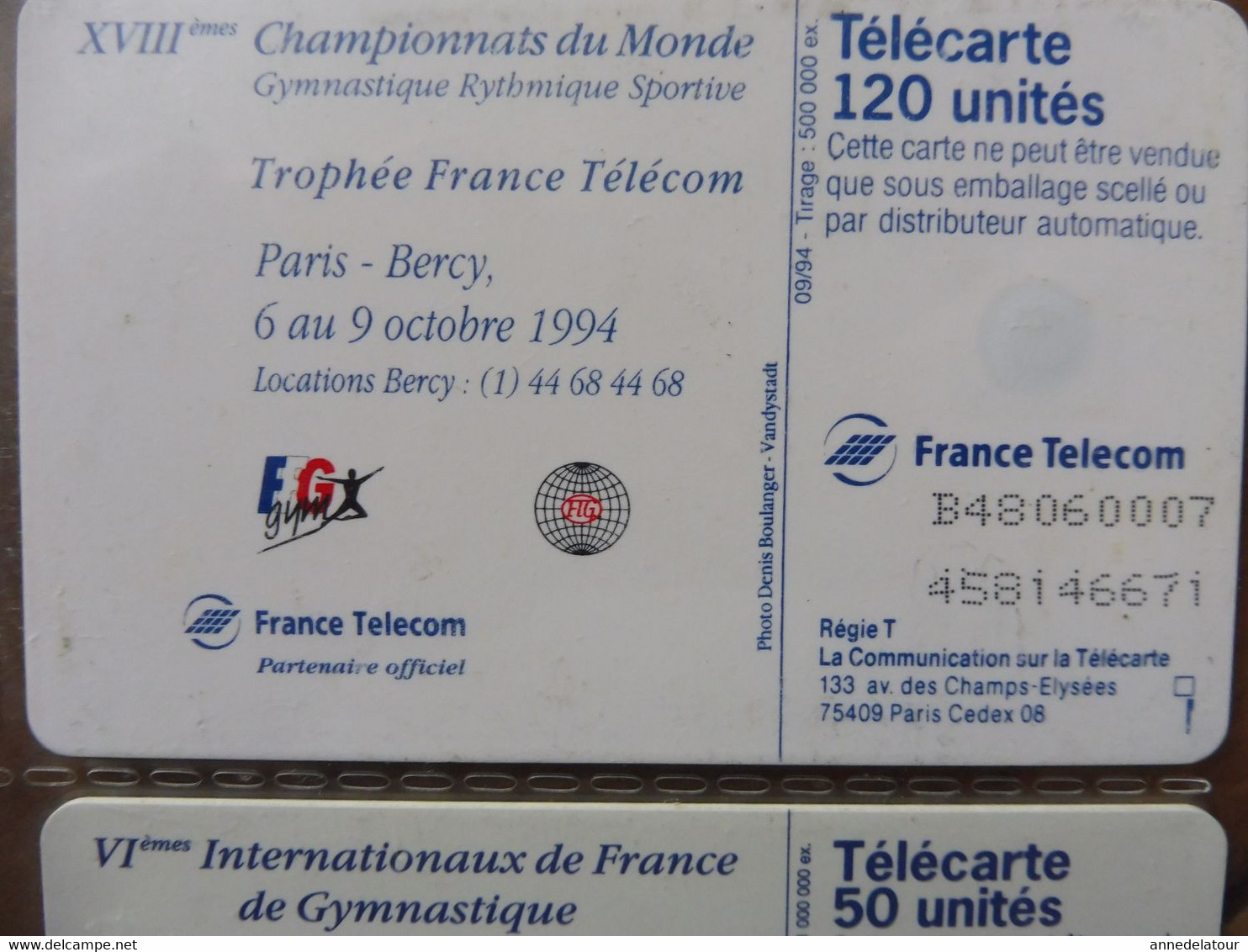 10 télécartes FRANCE TELECOM  - Gymnastique (Championnats du monde, 6e, 7e Internationaux, Une Passion, etc)