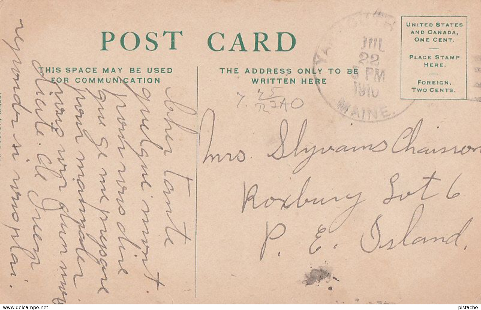 545 – Vintage 1910 – Portland Maine USA – Grand Trunk Railway Station – Postmark – By Mason Bros. – Good Condition - Portland