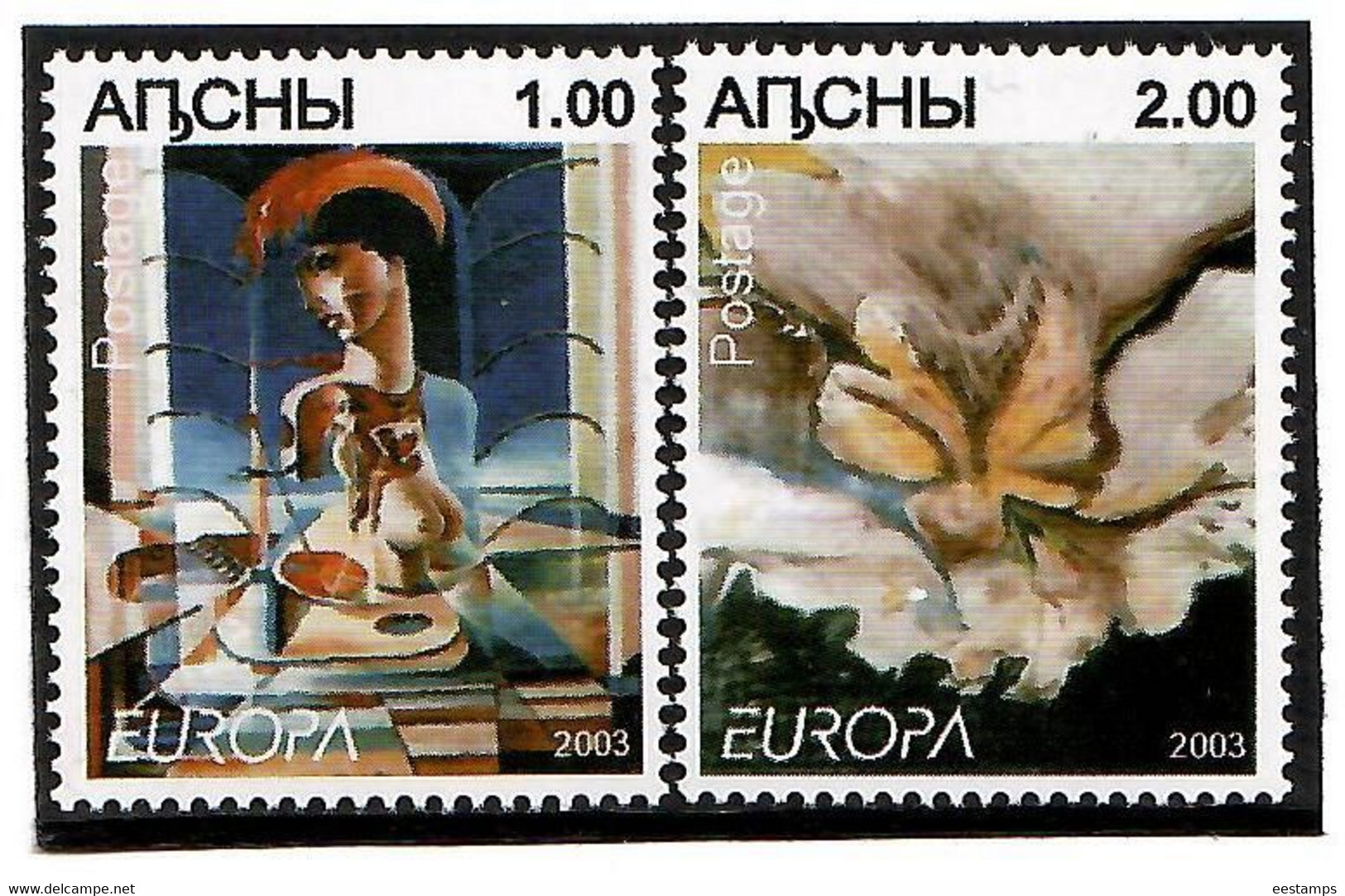 Abkhazia . EUROPA CEPT 2003. Poster Art, Paintings. 2v:1.00,2.00 - 2003