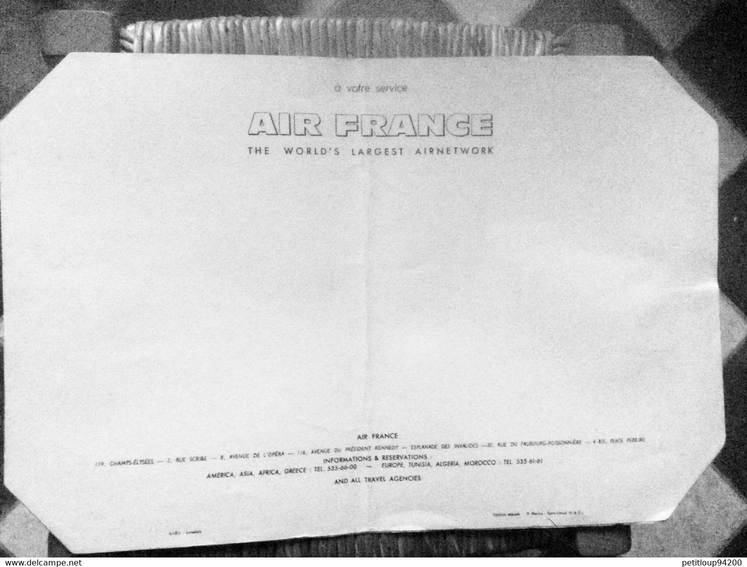 AIR FRANCE  Buvard - Materiale Promozionale