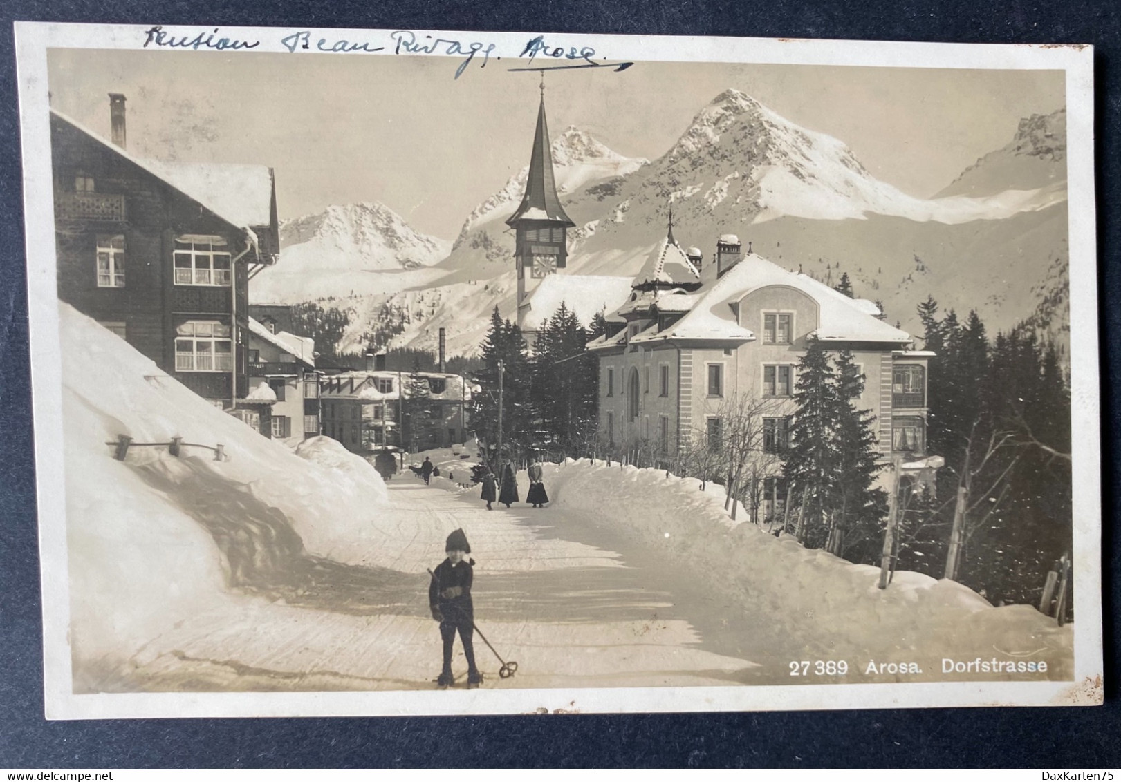 Arosa Dorfstrasse Mit Skifahrer - Arosa