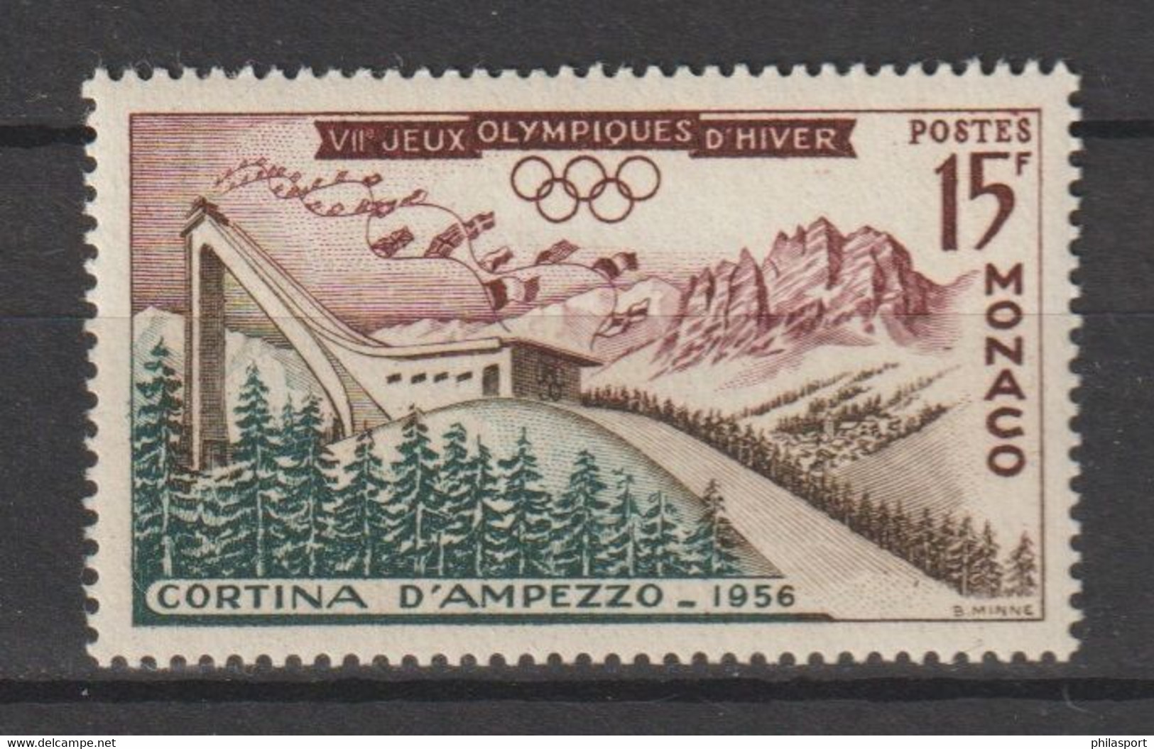 Monaco JO Cortina D'Ampezzo 1956 Perf ** MNH - Winter 1956: Cortina D'Ampezzo