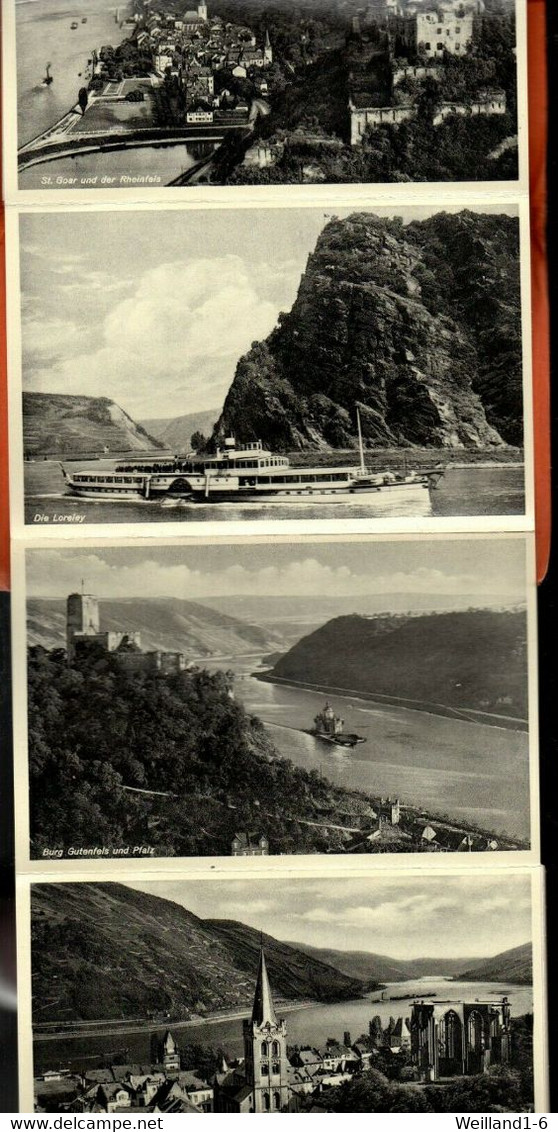 Leporello Der Malerische Rhein - Von Mainz Bis Köln, 18 Karten Je Ca. 9 X 14 Cm, Um Ca. 1930 - Other & Unclassified