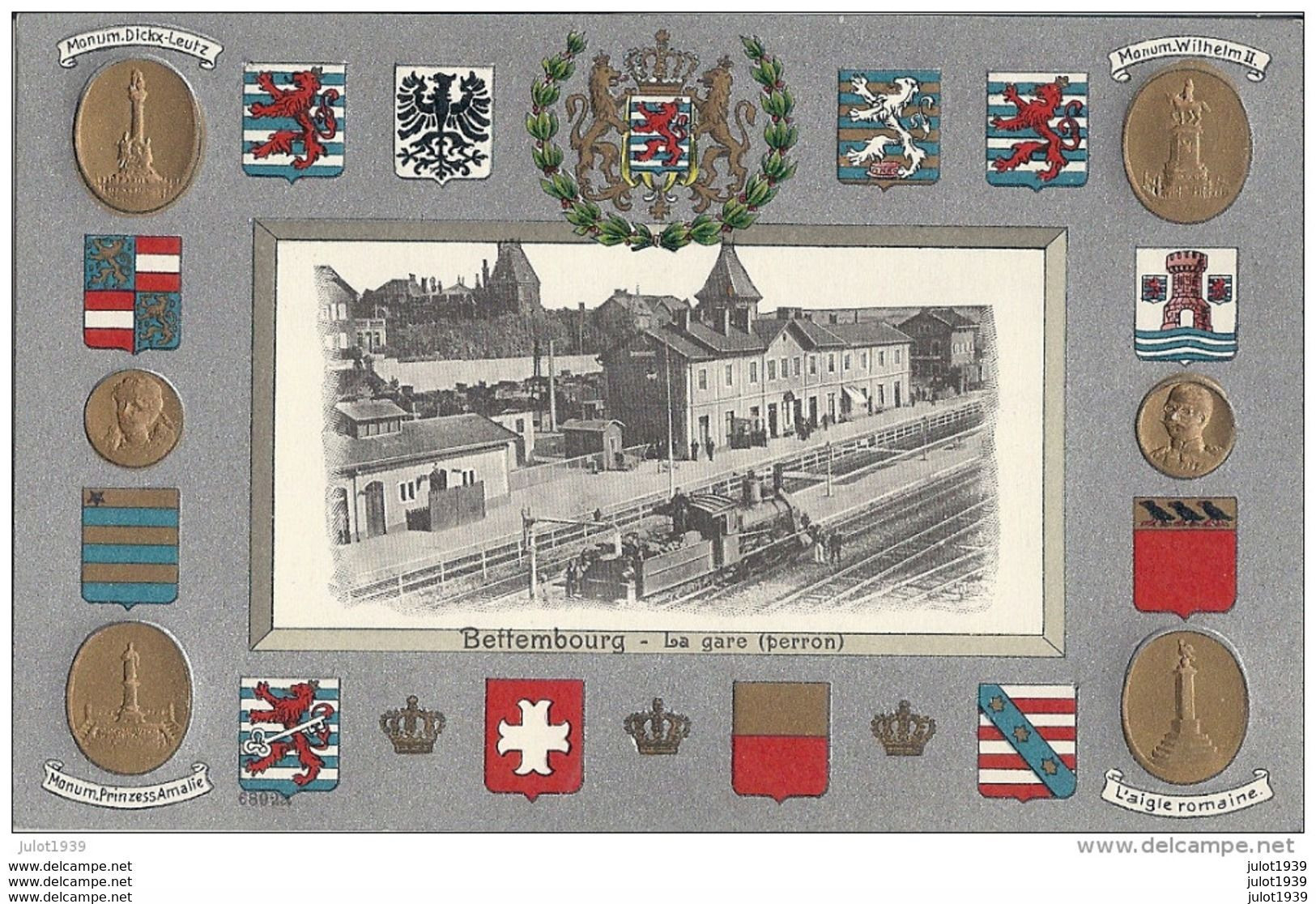 BETTEMBOURG ..-- La GARE Avec LOCOMOTIVE .  Carte En Relief !! - Bettembourg