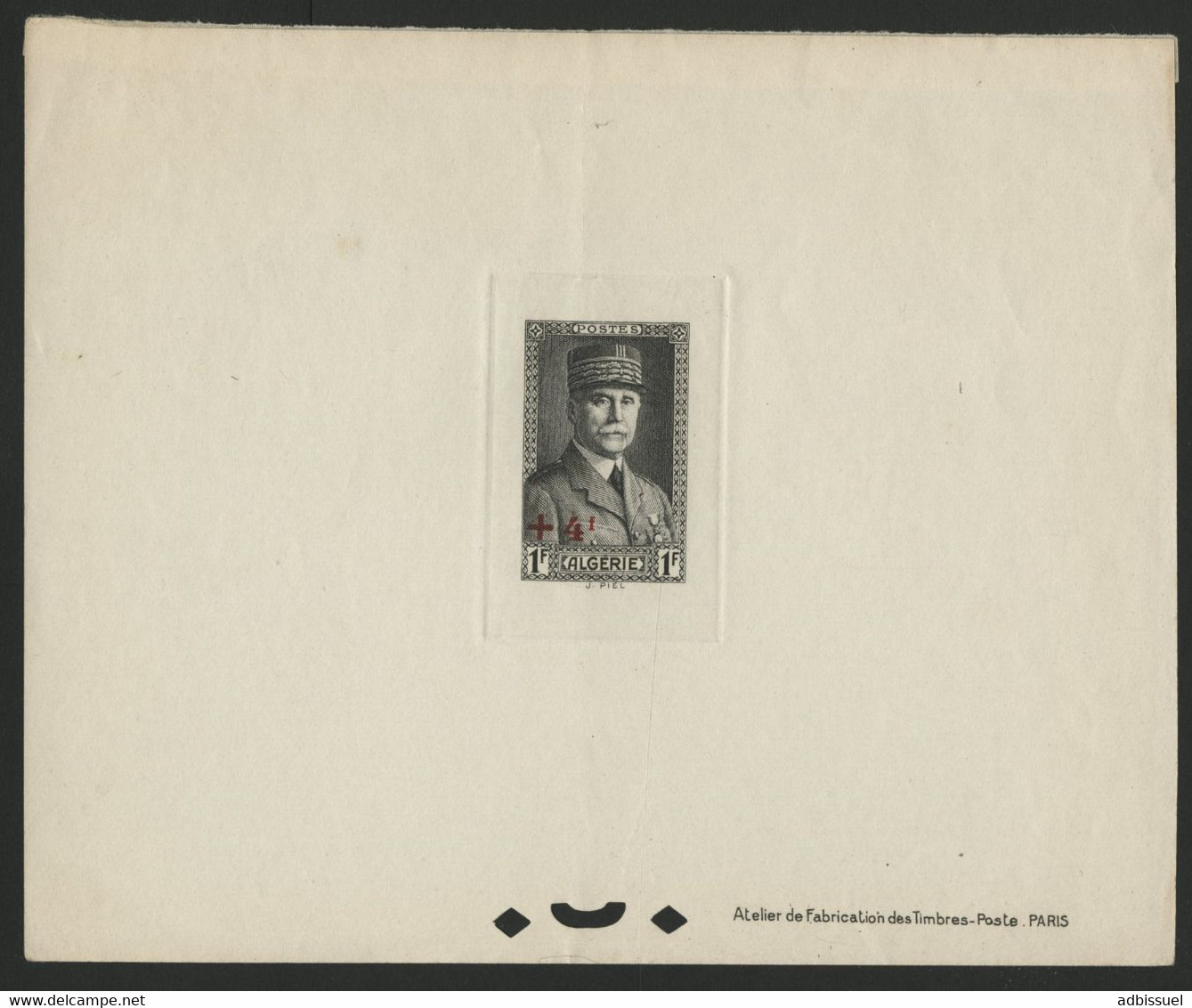 ALGERIE N° 169 EPREUVE DE LUXE Du 1 Fr  + 4 Fr Brun-noir Type PETAIN. Voi Description - Neufs