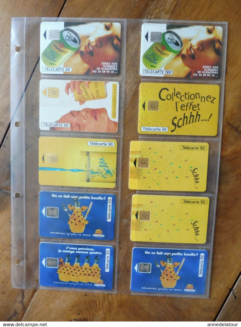 10  Télécartes  FRANCE TELECOM   Avec Publicité Pour Les Boissons (  Schweppes , Orangina , ) - Publicidad