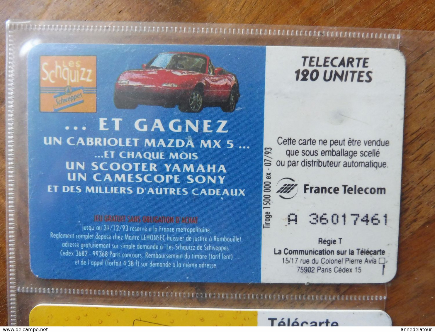 10  Télécartes  FRANCE TELECOM   avec publicité pour les boissons (  Schweppes , Orangina , )