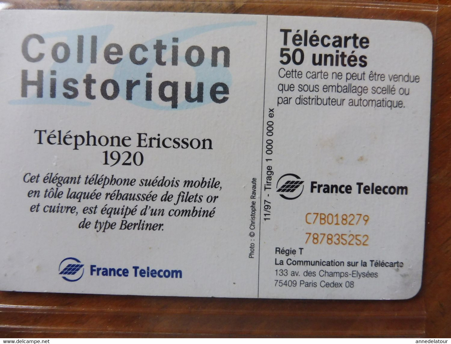 8 Télécartes FRANCE TELECOM  - Collection Historique téléphones (Ader, Mildé , Berliner ,Ericson, Deckert ,D'Arsonval)