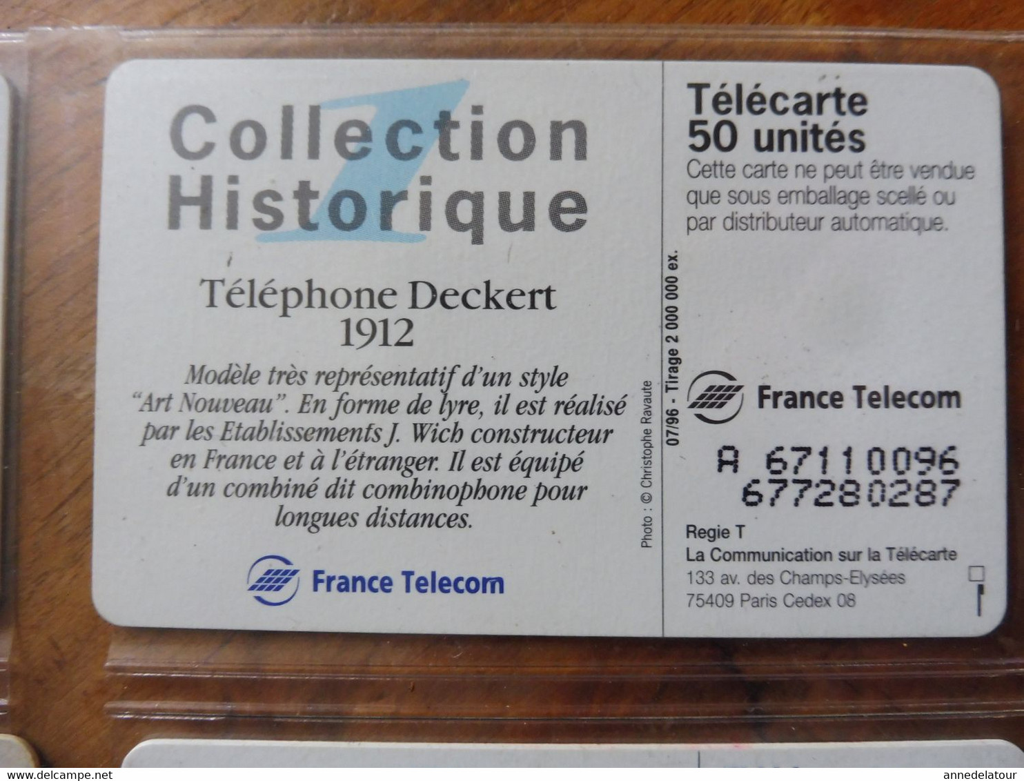 8 Télécartes FRANCE TELECOM  - Collection Historique téléphones (Ader, Mildé , Berliner ,Ericson, Deckert ,D'Arsonval)