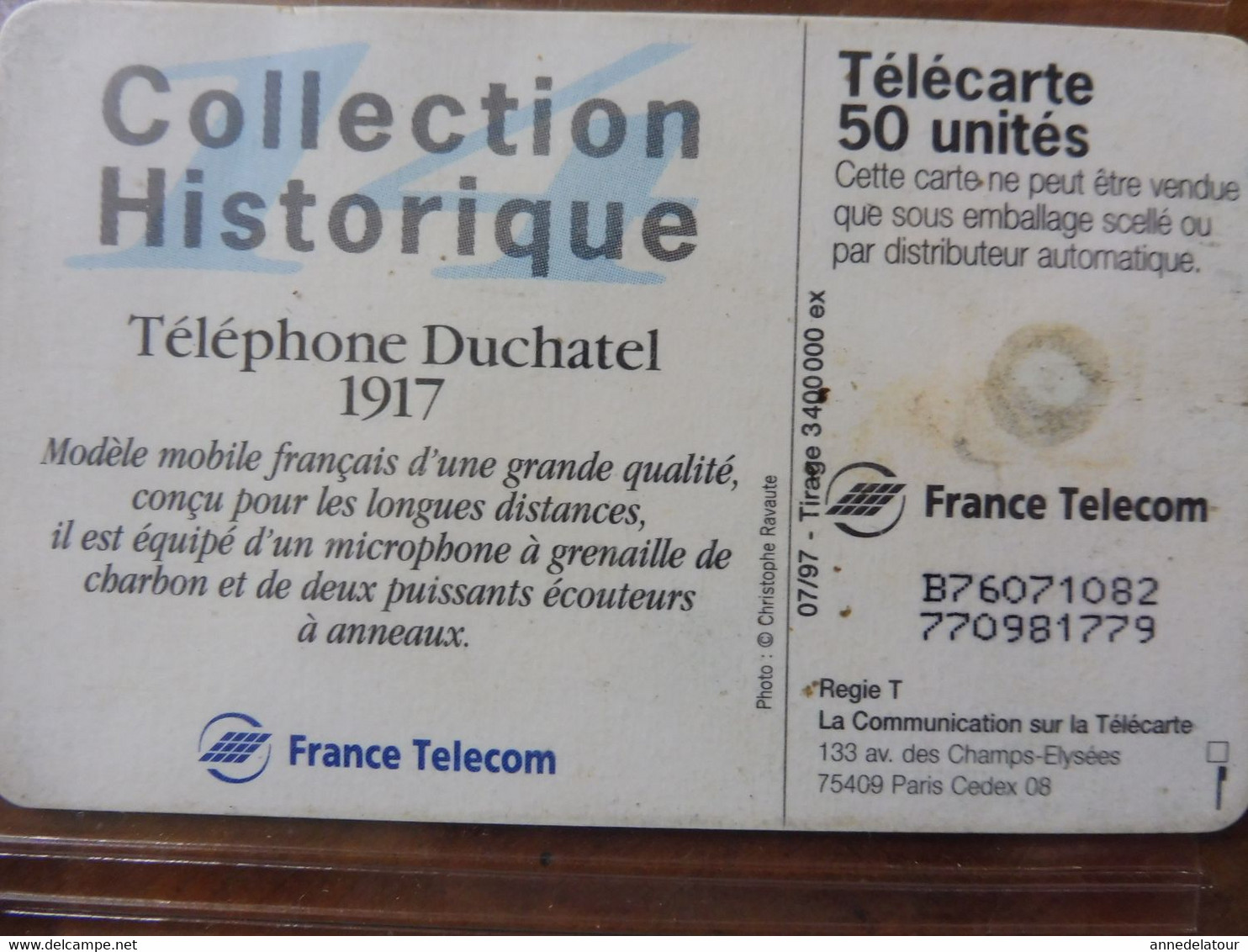 8 Télécartes FRANCE TELECOM  - Collection Historique téléphones (Ader, Mildé , Berliner ,Ericson, Deckert ,D'Arsonval)