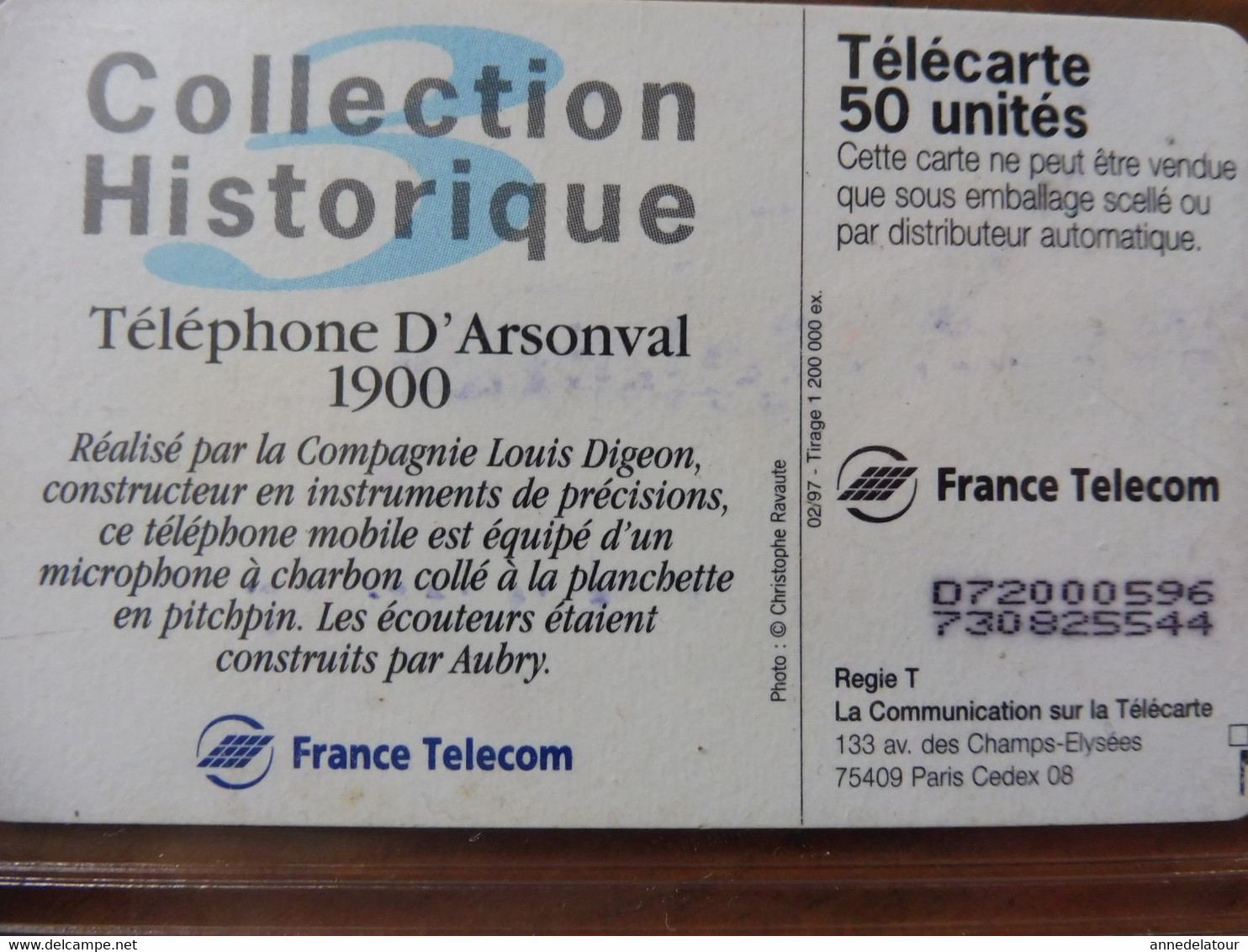 8 Télécartes FRANCE TELECOM  - Collection Historique téléphones (Ader, Mildé , Berliner ,Ericson, Deckert ,D'Arsonval)