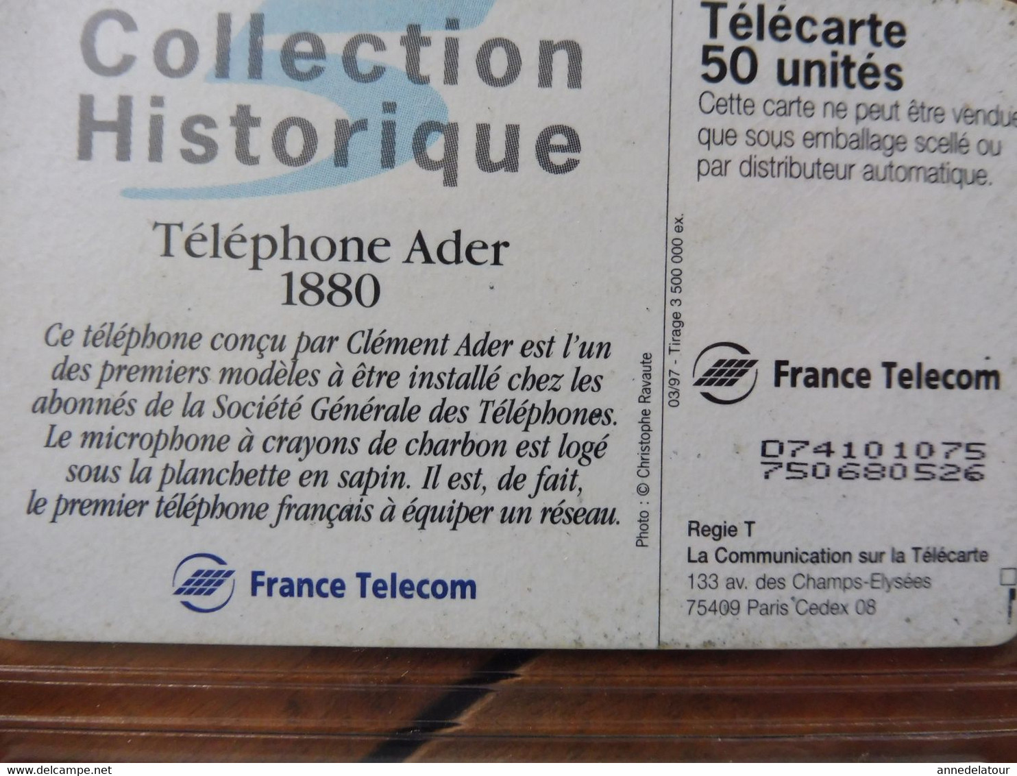 8 Télécartes FRANCE TELECOM  - Collection Historique téléphones (Ader, Mildé , Berliner ,Ericson, Deckert ,D'Arsonval)