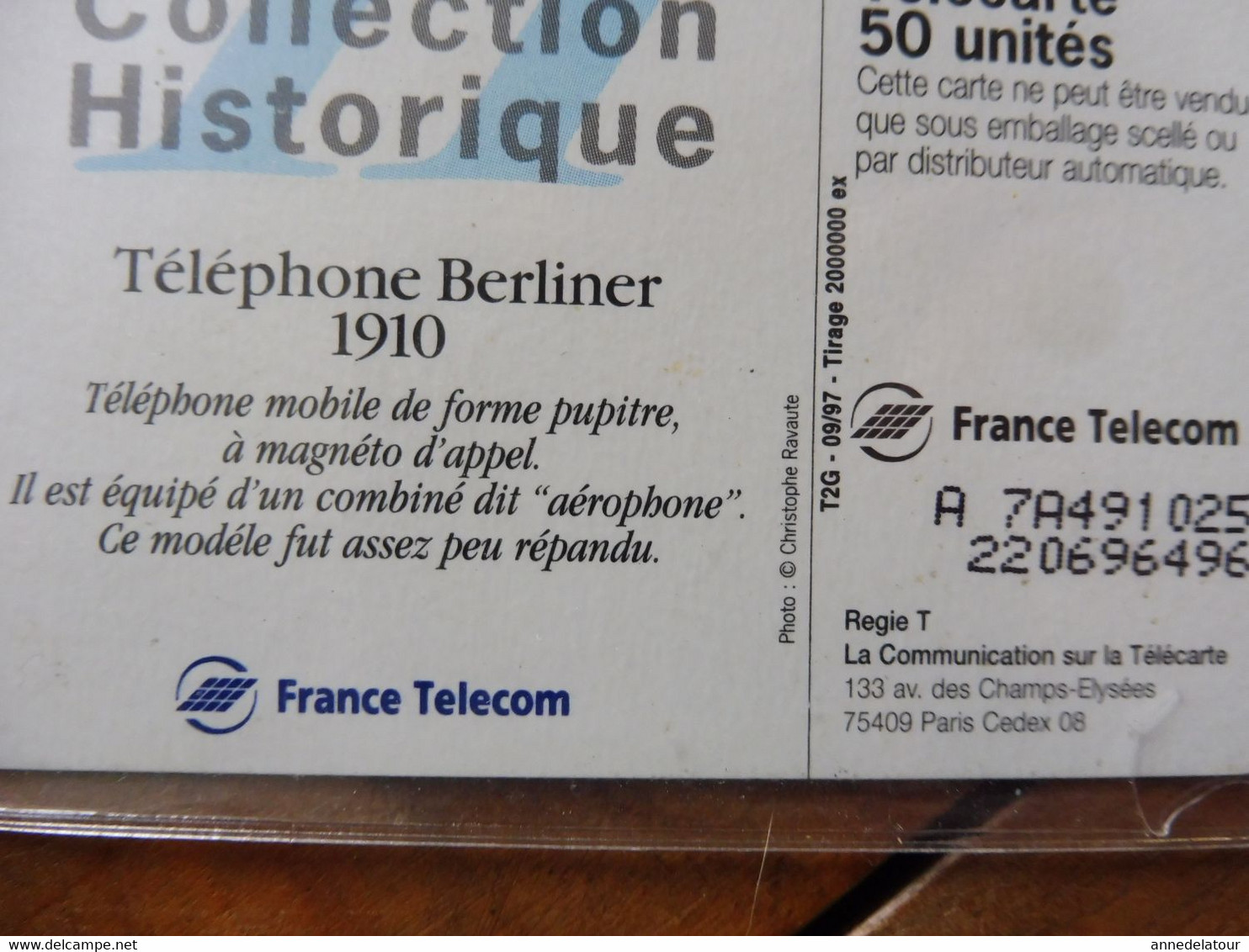 8 Télécartes FRANCE TELECOM  - Collection Historique téléphones (Ader, Mildé , Berliner ,Ericson, Deckert ,D'Arsonval)