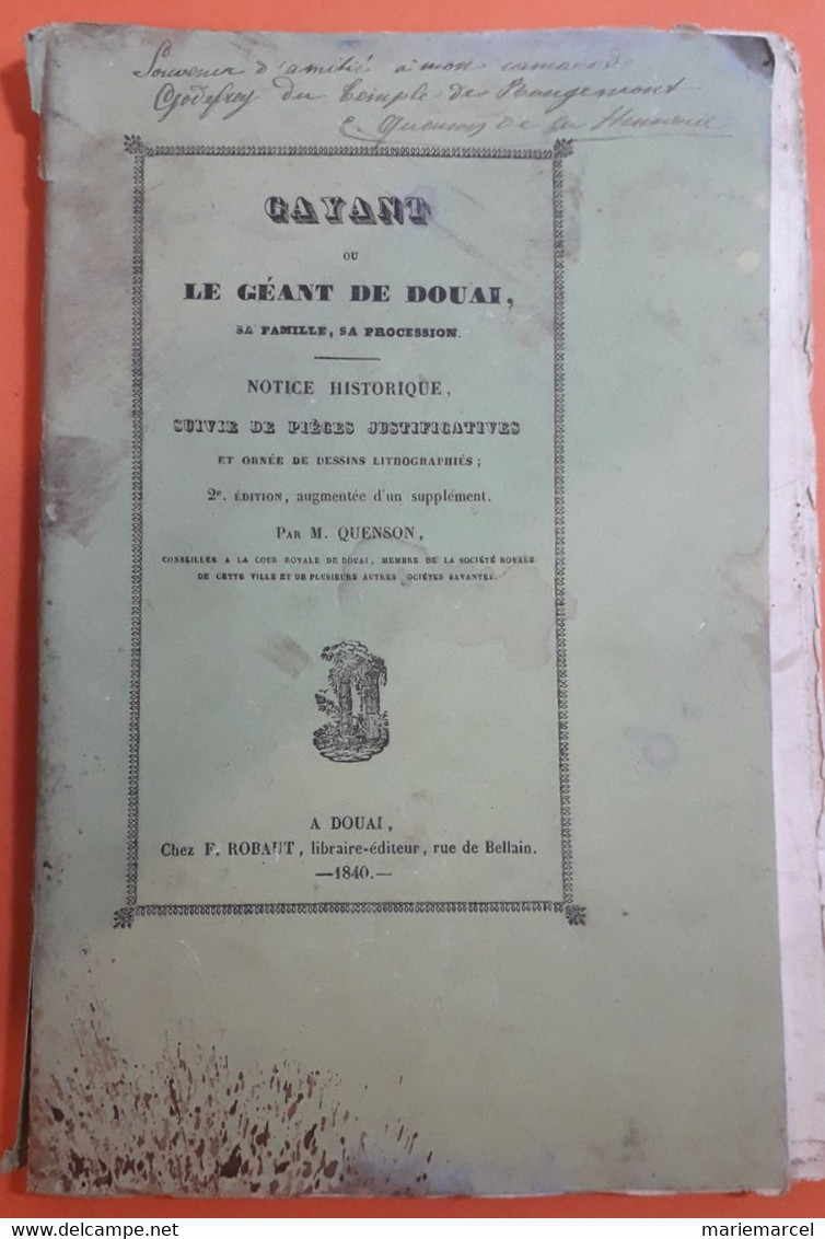 GAYANT OU LE GEANT DE DOUAI SA FAMILLE SA PROCESSION PAR M. QUENSON - ORNEE DE DESSINS LITHOGRAPHIES - Picardie - Nord-Pas-de-Calais