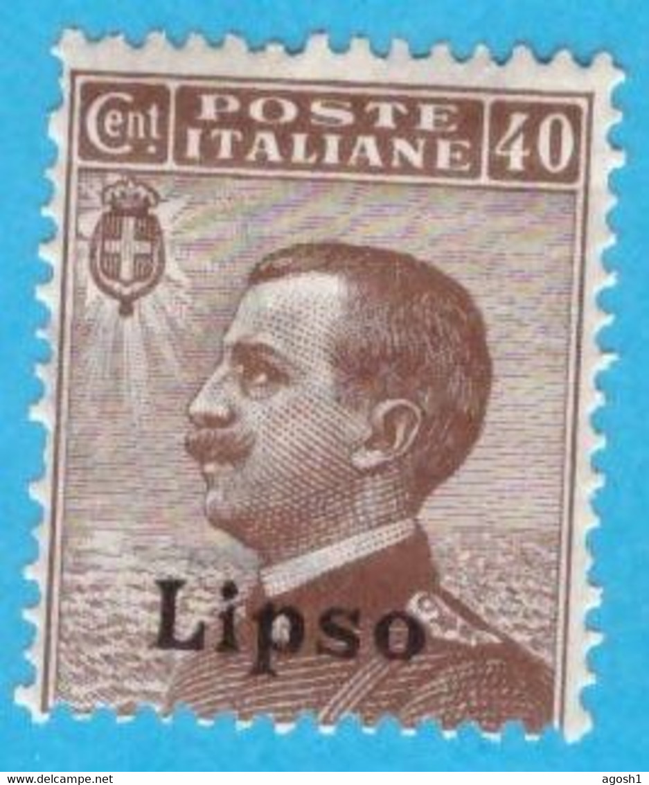 EGLI008 EGEO LIPSO 1912 FBL D'ITALIA SOPRASTAMPATI LIPSO CENT 40 SASSONE NR 6 NUOVO MNH ** - Ägäis (Lipso)