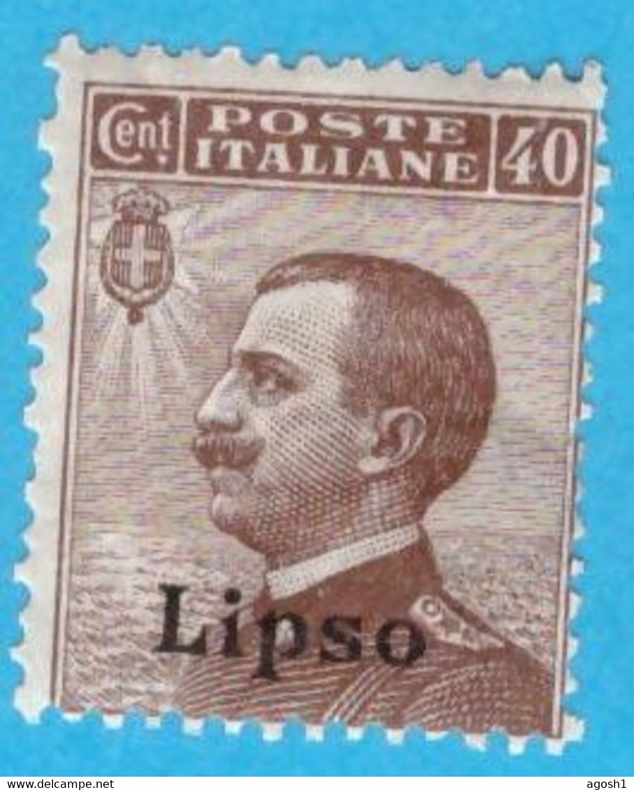 EGLI009 EGEO LIPSO 1912 FBL D'ITALIA SOPRASTAMPATI LIPSO CENT 40 SASSONE NR 6 NUOVO MNH ** - Egée (Lipso)