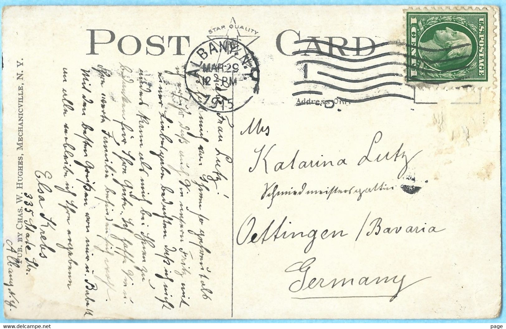 Albany,The Capitol,1915,sent To Oettingen,Germany - Albany