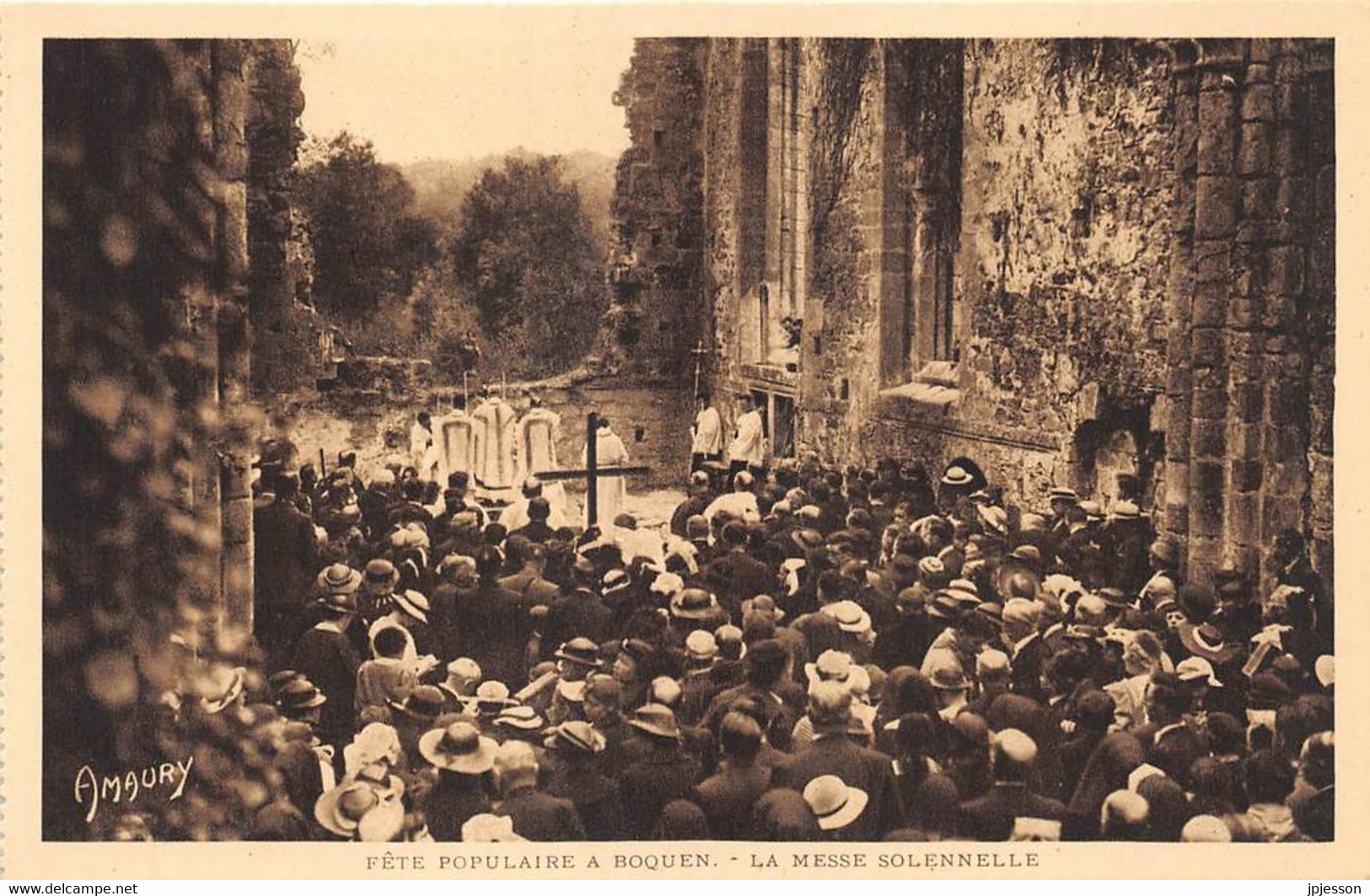 COTES D'ARMOR  22  PLENEE JUGON - FETE POPULAIRE A BOQUEN - LA MESSE SOLENNELLE - Plénée-Jugon