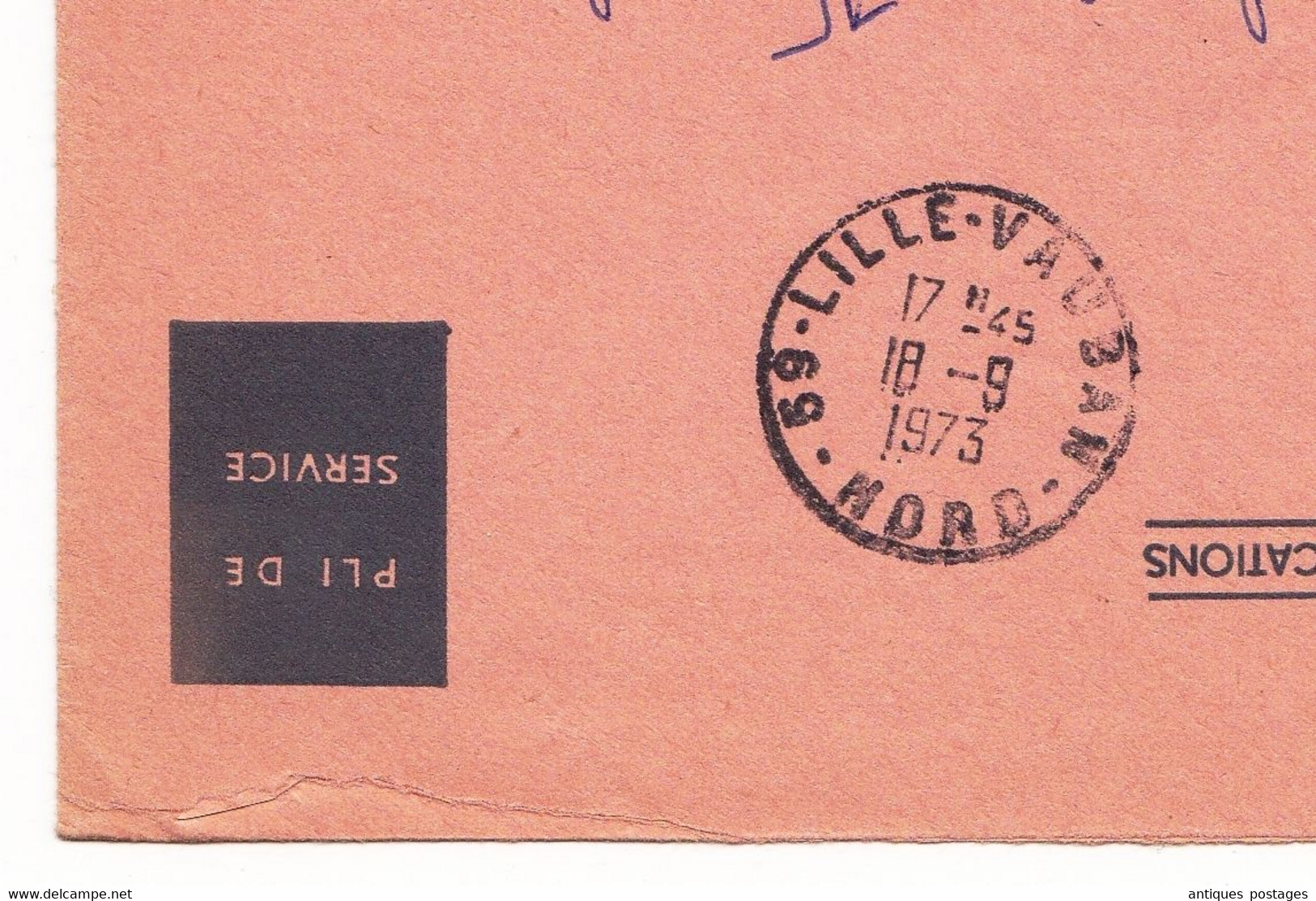 Lettre 1973 Lille Vauban Nord Postes Et Télécommunications Pli De Service - Covers & Documents