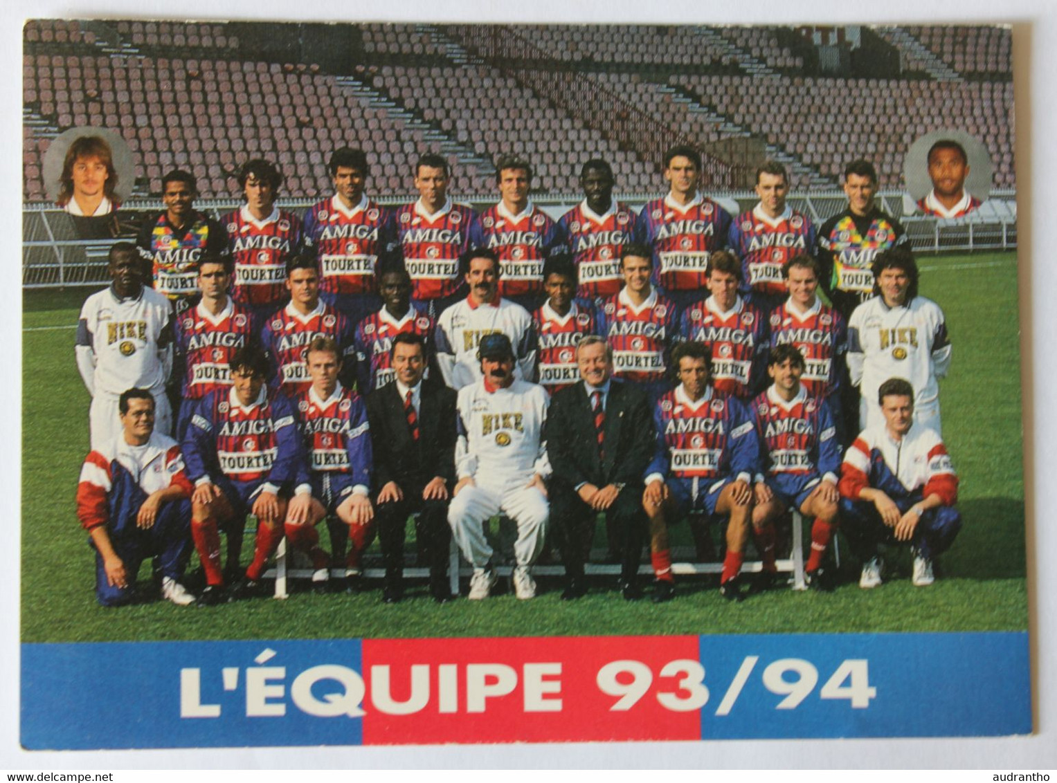 Carte Postale équipe Du PSG Saison 1993 1994 Football Paris Saint Germain Ginola Valdo Rai Ricardo George Weah - Soccer