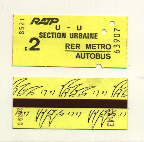 JAMAIS PROPOSE - 1 TICKET DE BUS PARISIEN - UTILISE - BICENTENAIRE DE LA REVOLUTION - 1989 - Europe