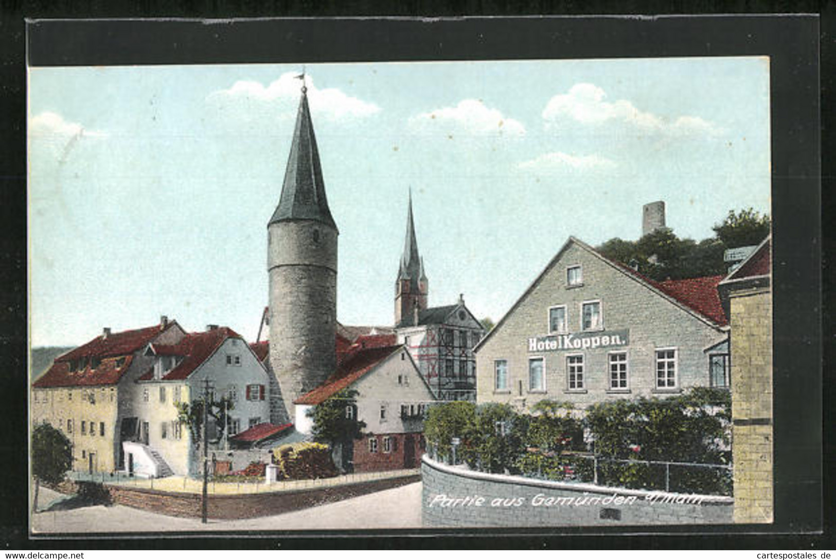 AK Gemünden A. Main, Hotel Koppen Mit Kirche - Gemünden