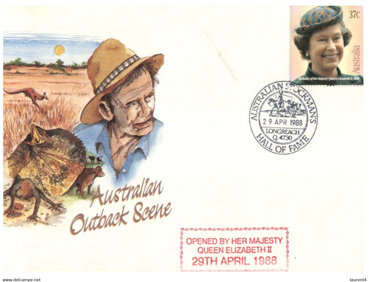 (UU 11)  Australia FDC - Australian Outback Scene Opened By Queen Elizabeth In 1988 - Andere & Zonder Classificatie