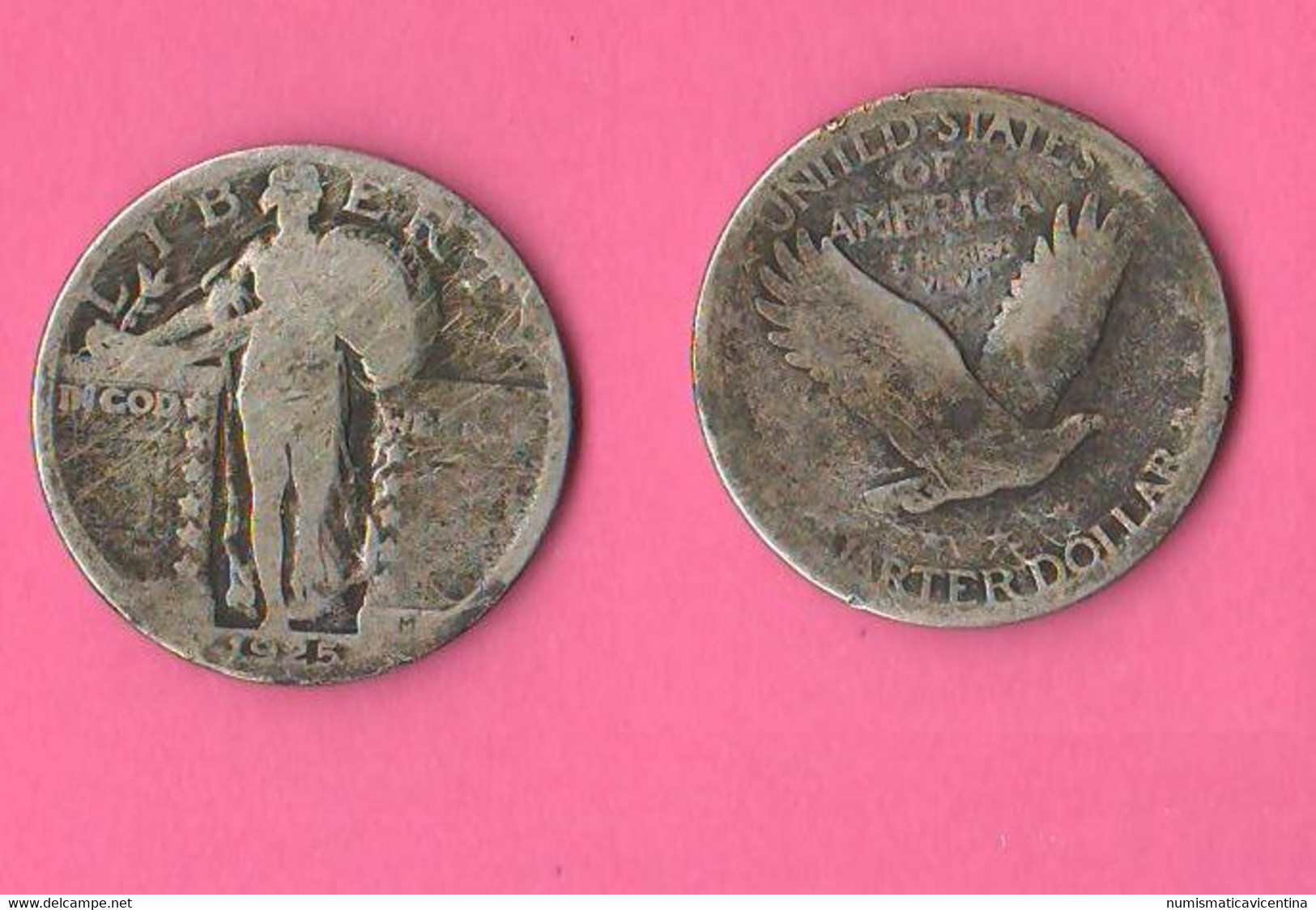 USA 25 Cents 1925 Silver Coin America Standing Liberty - 1916-1930: Standing Liberty (Liberté Debout)