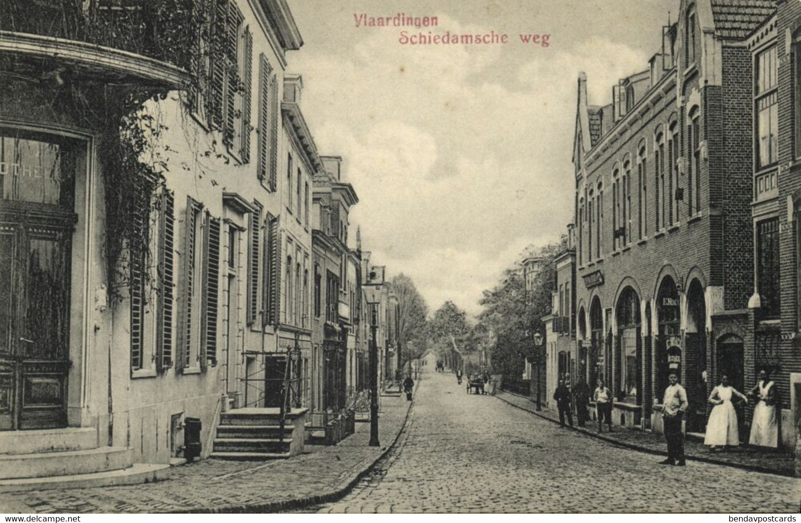 Nederland, VLAARDINGEN, Schiedamsche Weg Met Volk (1910s) Ansichtkaart - Vlaardingen