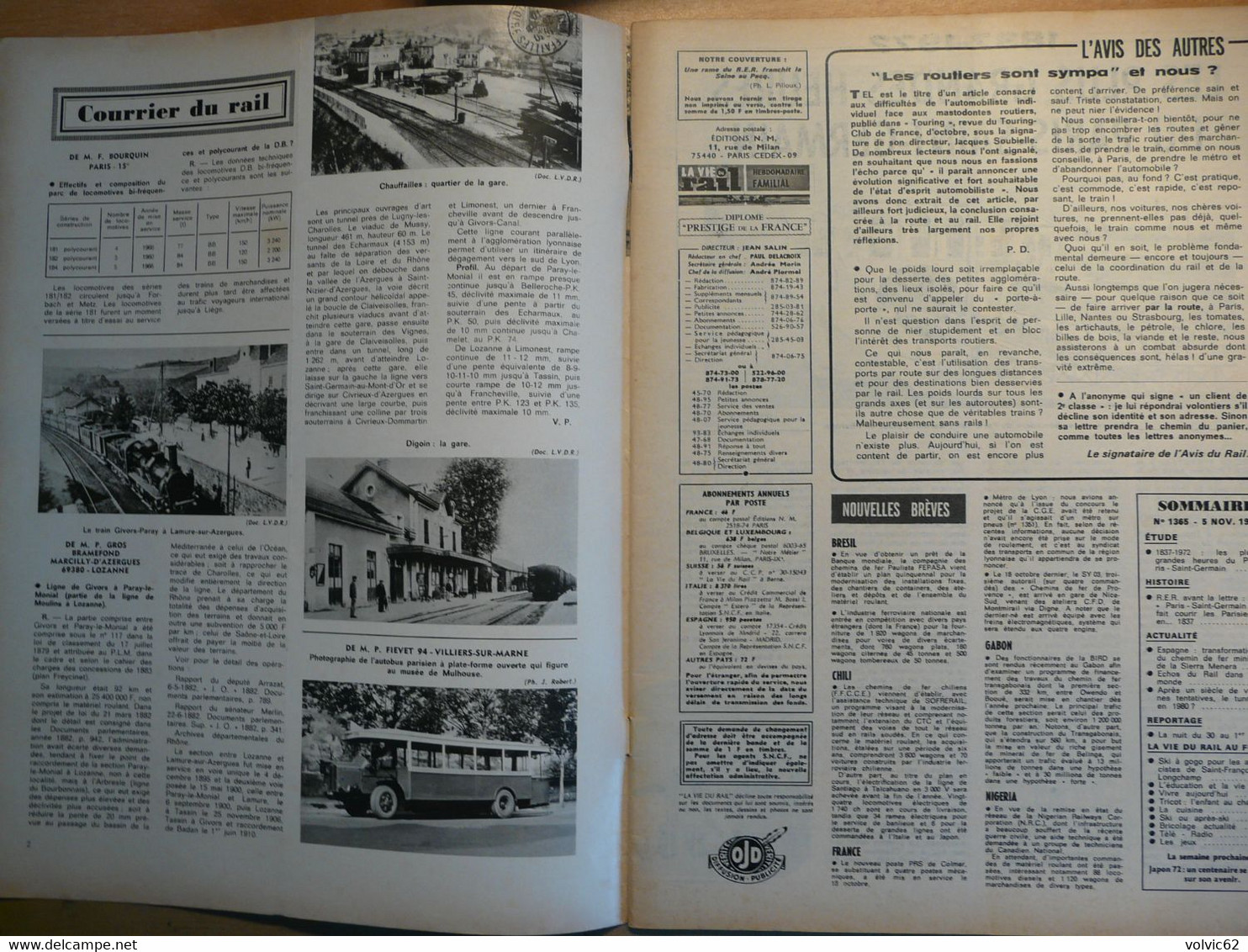 Vie Du Rail 1365 1972 Chauffailles Lamure Sur Azergues Digoin Paris Saint Germain Tueil Vesinet Pecq  Francois Longchamp - Trains