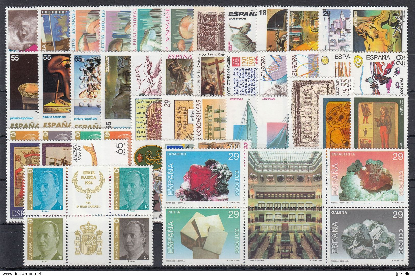 ESPAÑA 1994 Nº 3277/3335 AÑO COMPLETO NUEVO 43 SELLOS + 1 MP + 1 HB + 2 BLOQ. - Full Years