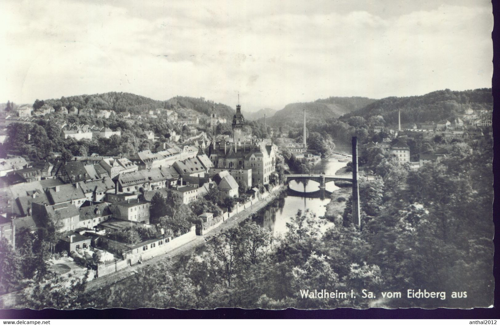 Rarität Waldheim Sachsen Vom Eichberg Aus Wohnhäuser Brücke Fabrikanlagen Schornstein 14.5.1962 Stempel Galerie Dresden - Waldheim