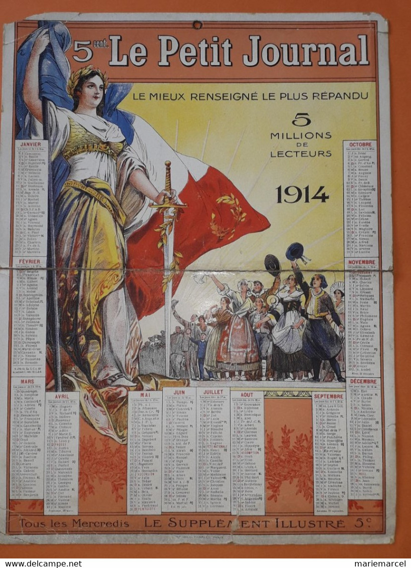 CALENDRIER LE PETIT JOURNAL 1914. - Big : 1901-20