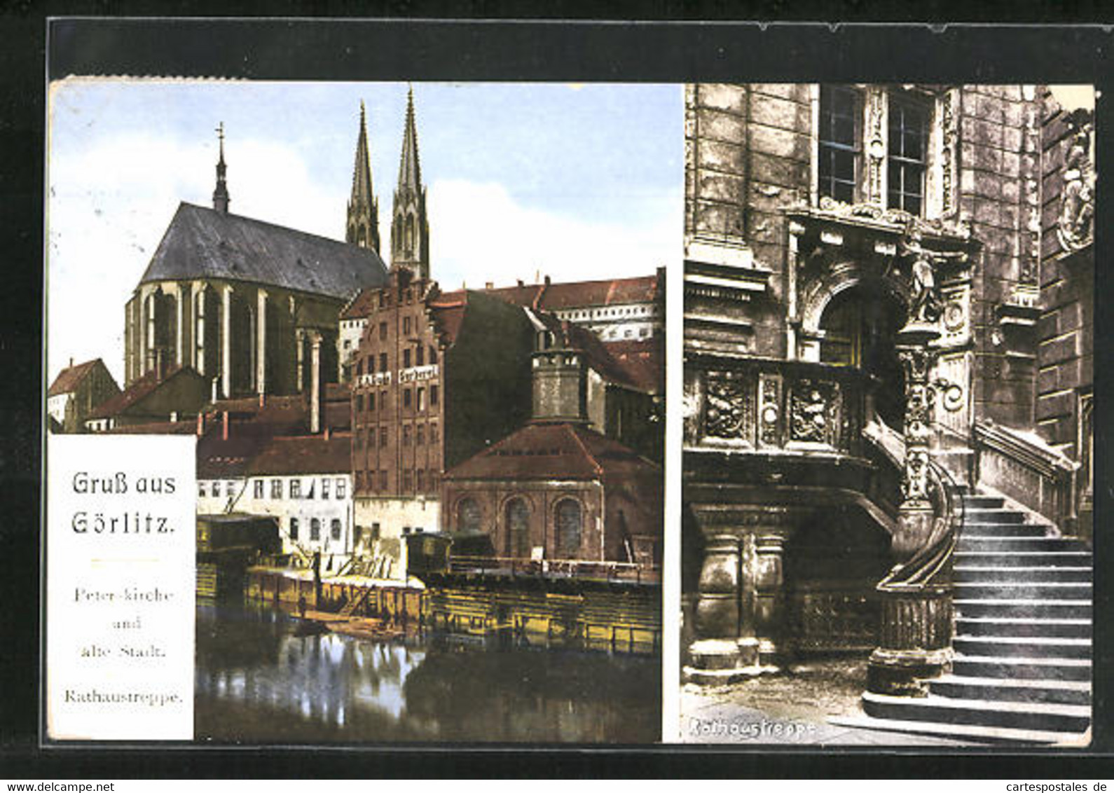 AK Görlitz, Rathaustreppe, Peterskirche Und Altstadt - Goerlitz
