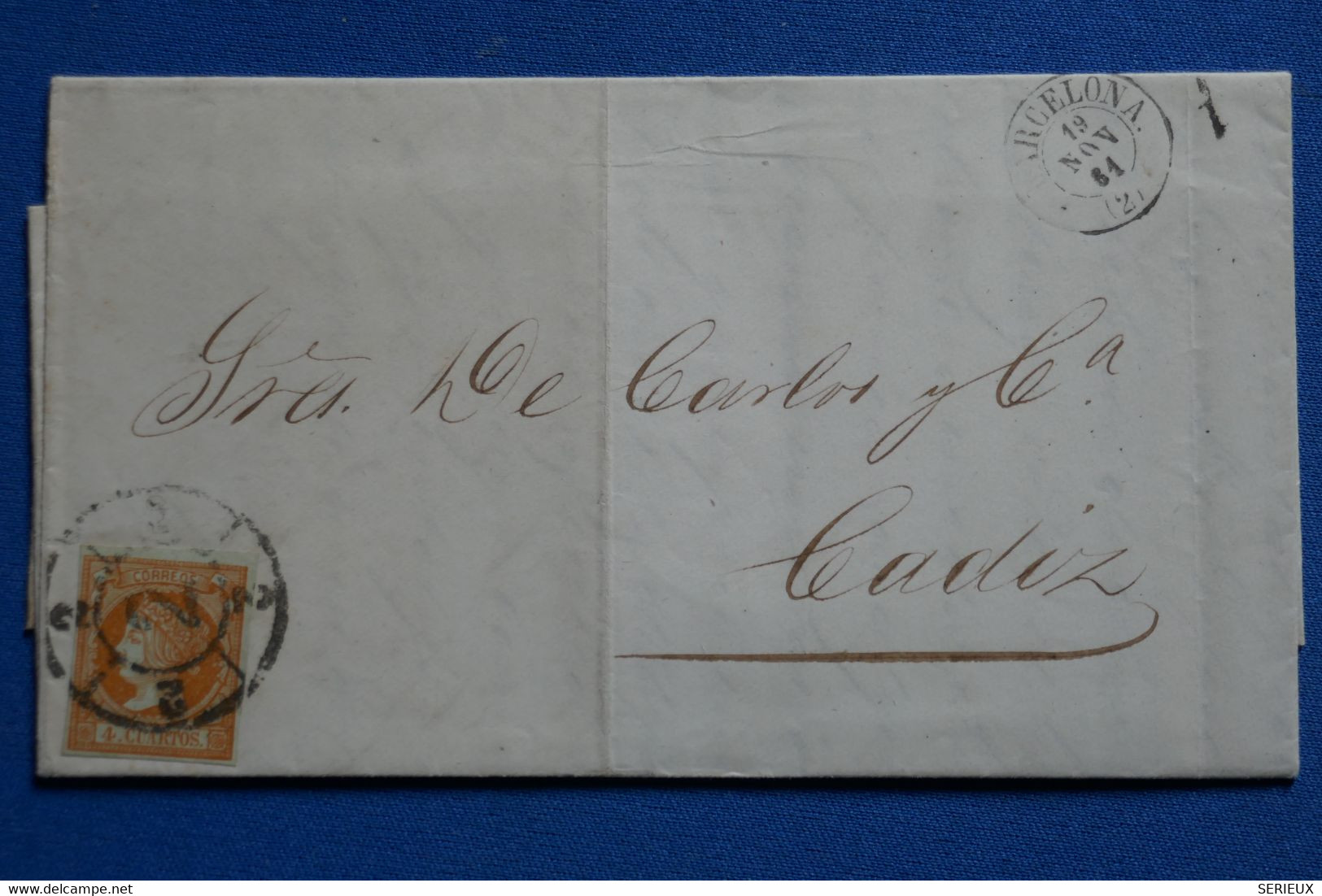 W15 ESPAGNE BELLE LETTRE 1861  CADIZ + AFFRANCH. INTERESSANT - Lettres & Documents