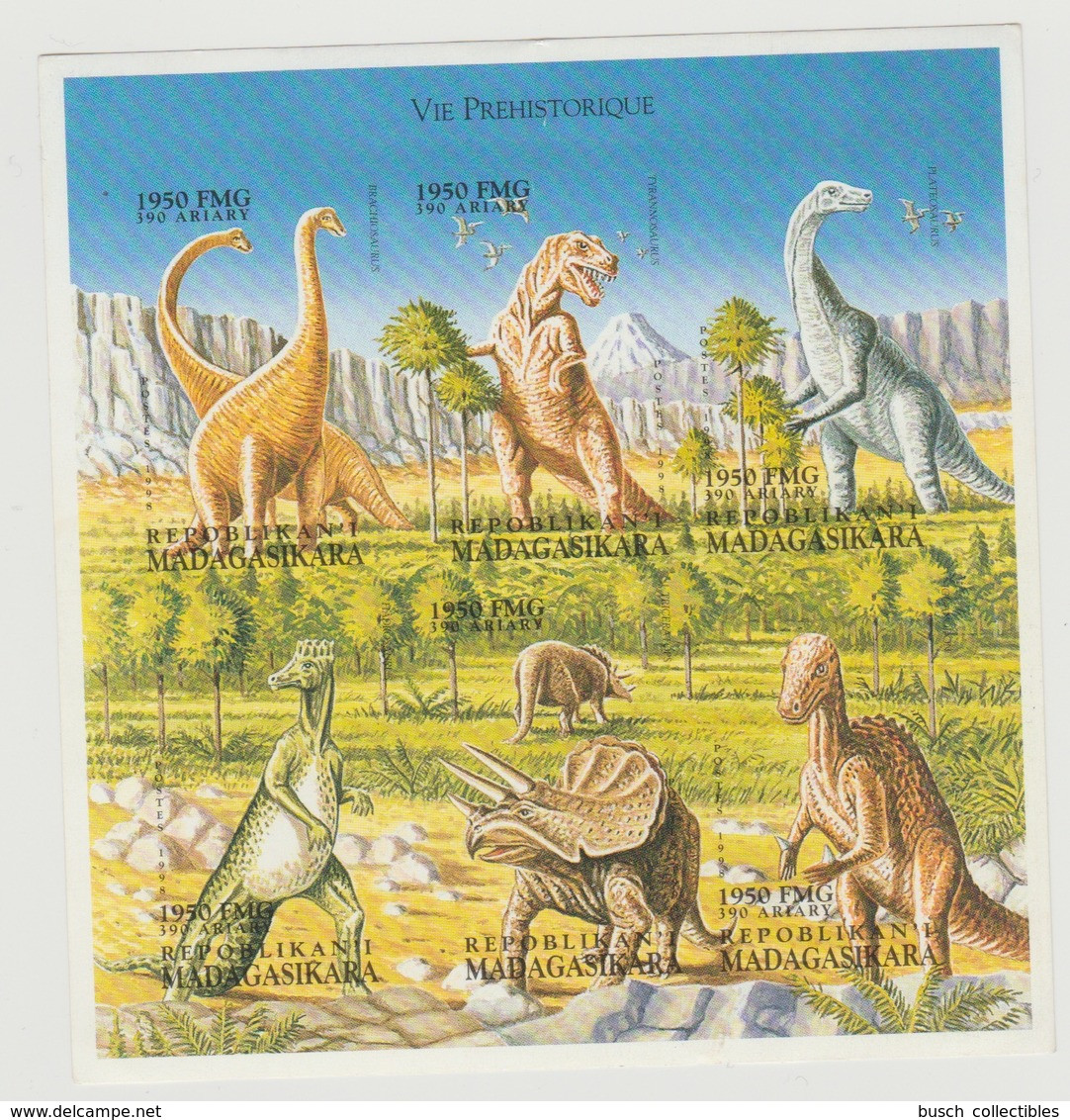 Madagascar Madagaskar 1998 /1999 Mi. 2306 - 2311 Dinosaures Dinosaurs Dinosaurier IMPERF ND - Preistorici