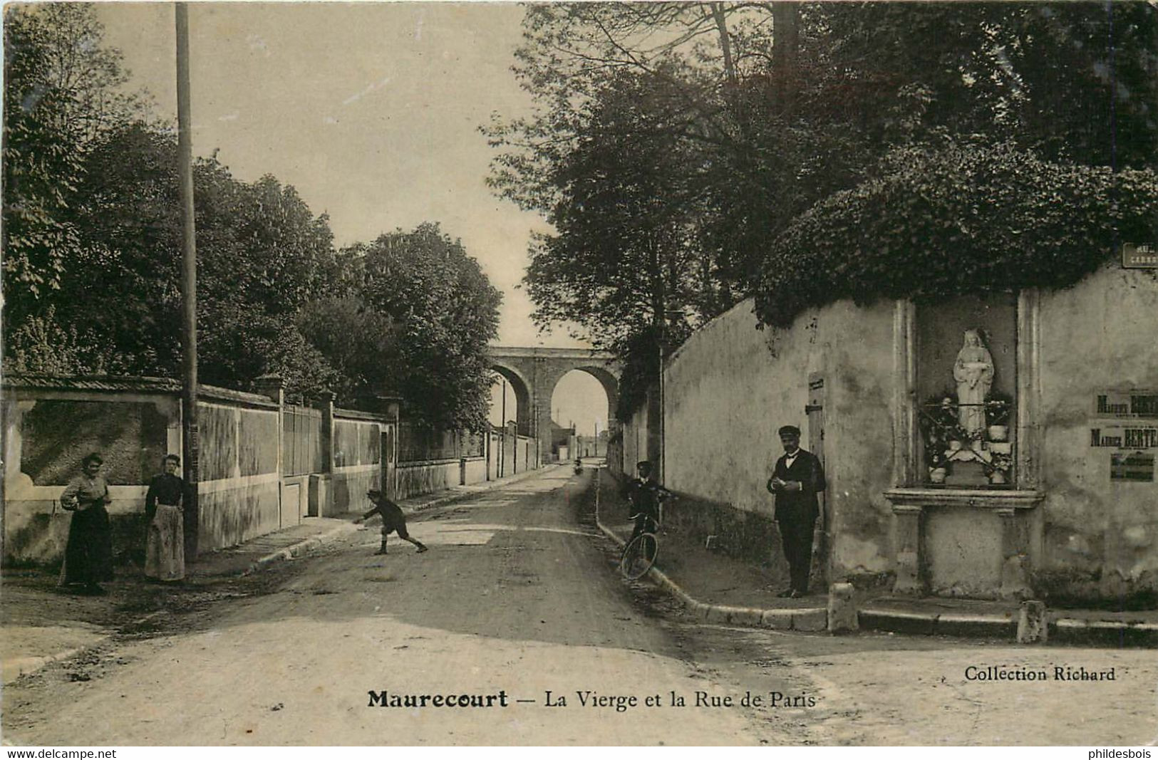 YVELINES   MAURECOURT La Vierge Et La Rue De Paris - Maurecourt