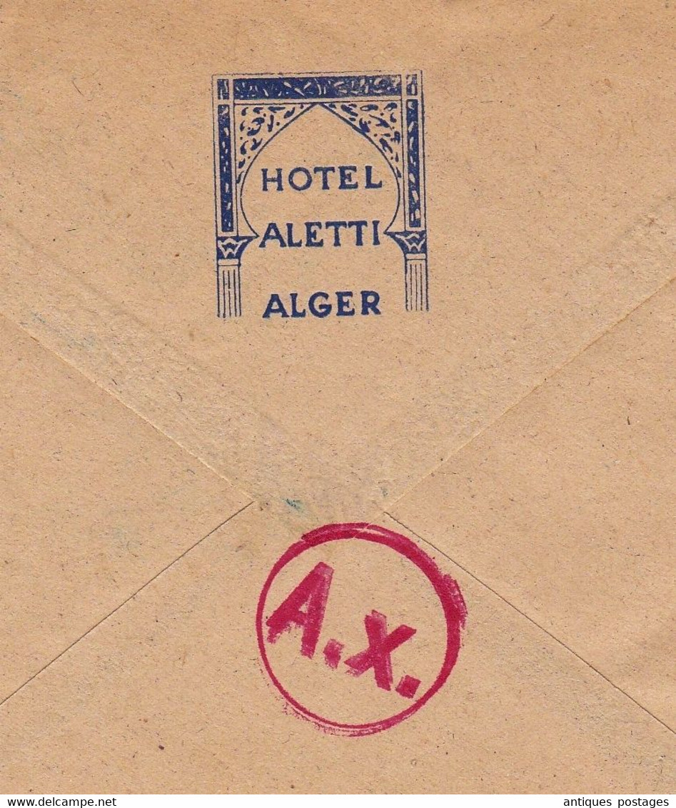 Lettre Algérie Alger Hôtel Aletti Alger 1943 Censure Croix Rouge Genève Suisse Opened By Examiner WW2