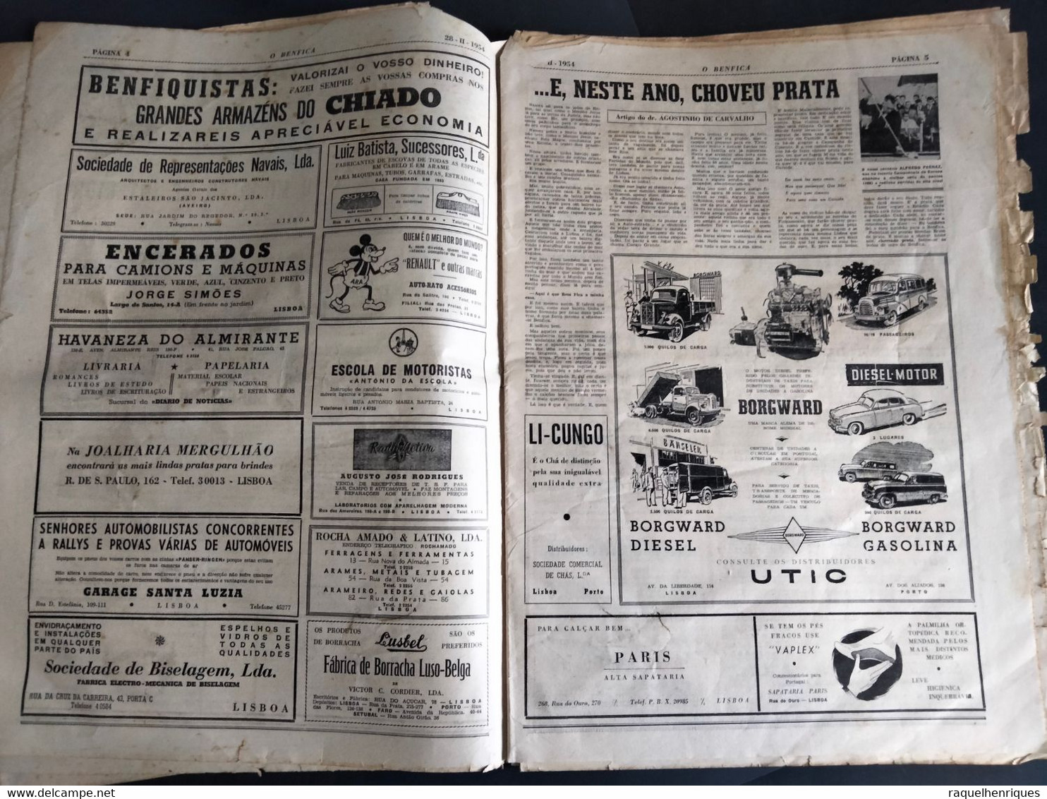 JORNAL O BENFICA - 28 de FEVEREIRO 1954 - NUMERO 587 - BODAS DE OURO - 2 JORNAIS 63 PAGINAS - RARO