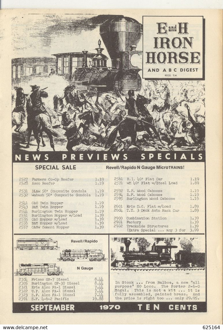 Catalogue E And H IRON HORSE 1970 September Digest AHM Balboa Rivarossi - Inglese