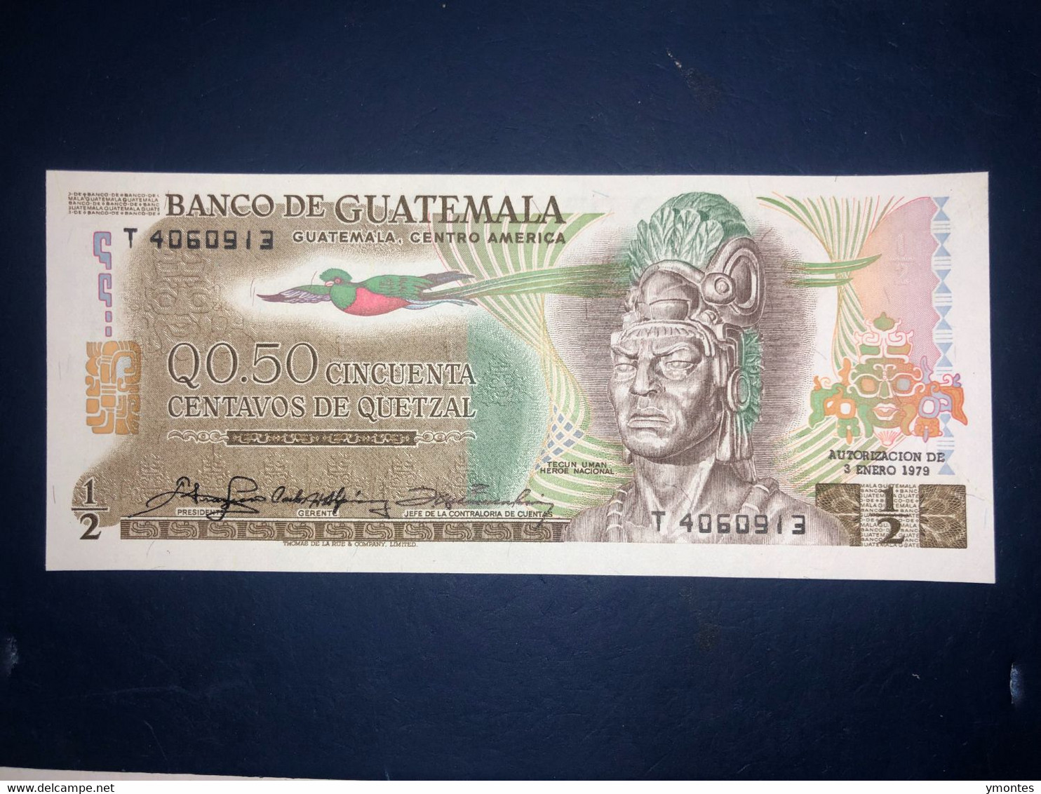 UNC Guatemala Banknote P58C ( 01/03/1979) 50 Cents Quetzal - Guatemala