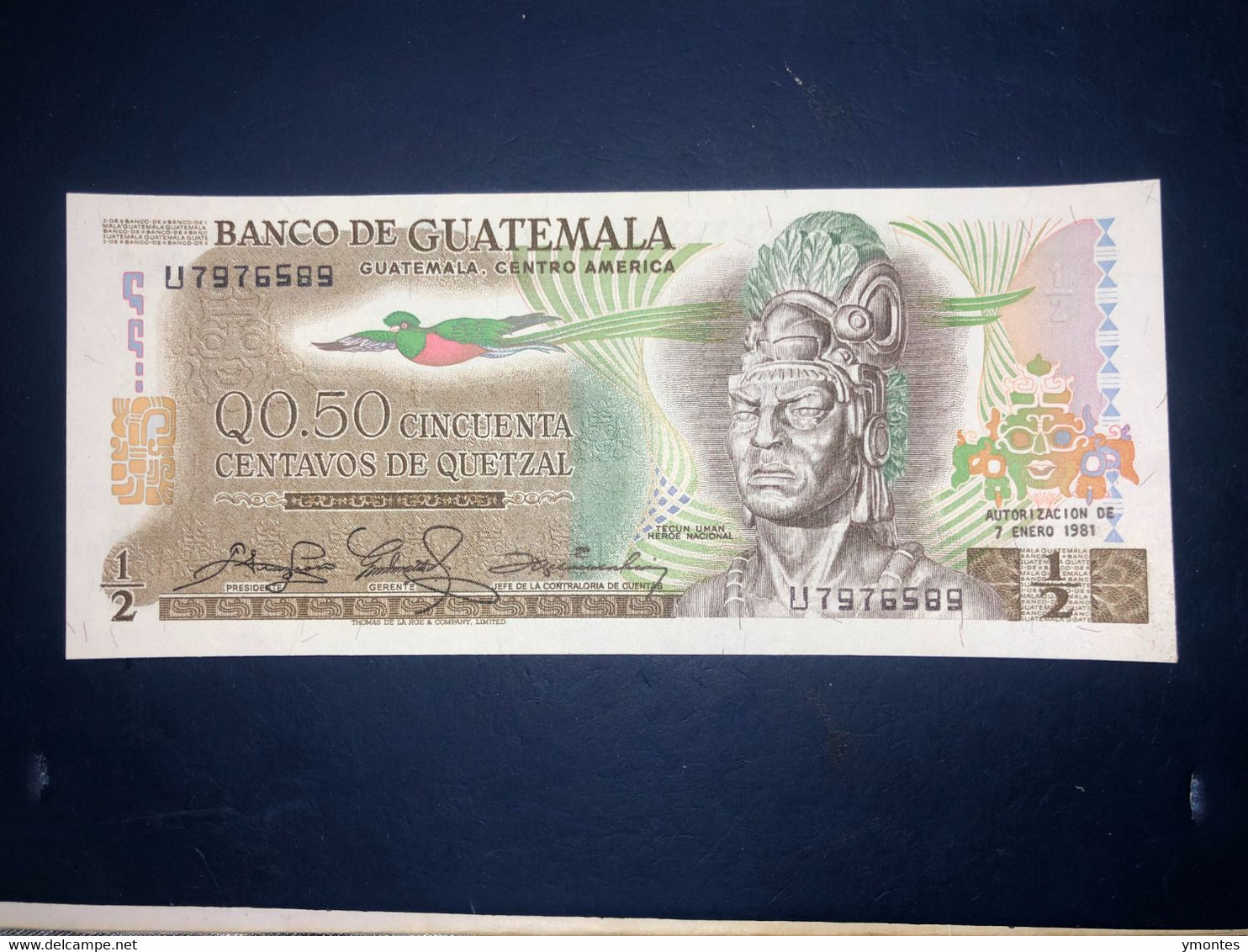 UNC Guatemala Banknote P58C ( 01/07/1981) 50 Cents Quetzal - Guatemala