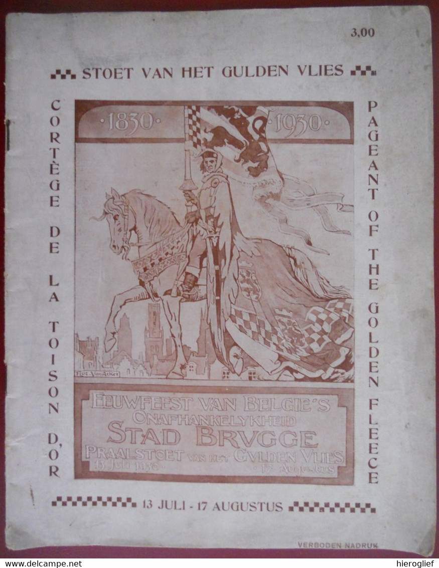 BRUGGE 1930 Programma STOET VAN HET GULDEN VLIES CORTèGE DE LA TOISON D'OR PAGEANT OF THE GOLDEN FLEECE - Histoire