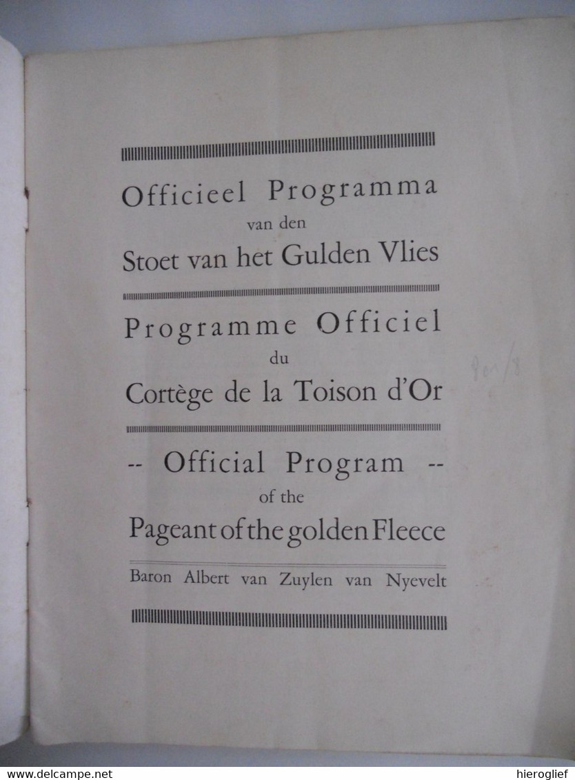 BRUGGE 1930 Programma STOET VAN HET GULDEN VLIES CORTèGE DE LA TOISON D'OR PAGEANT OF THE GOLDEN FLEECE - Histoire