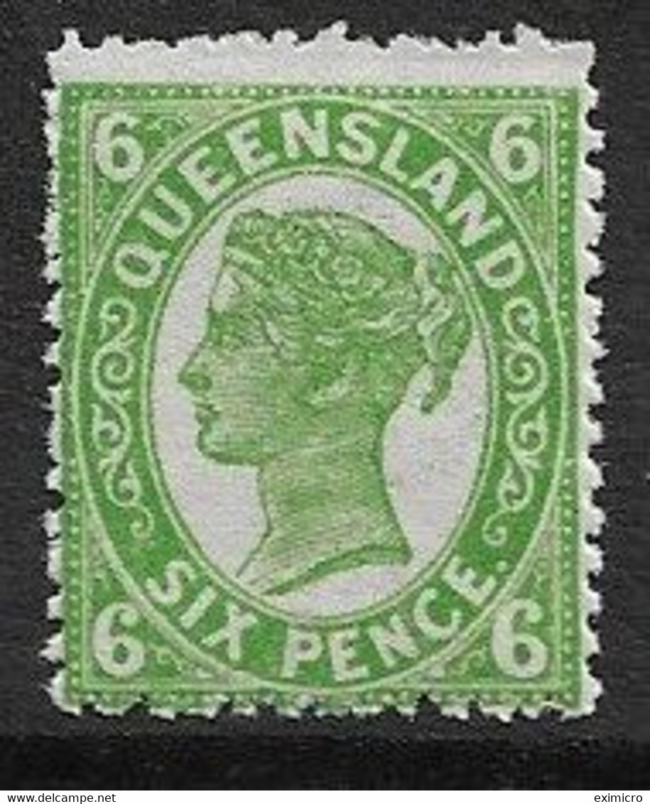 QUEENSLAND 1907 6d BRIGHT GREEN  SG 297 VERY LIGHTLY MOUNTED MINT Cat £19 - Mint Stamps