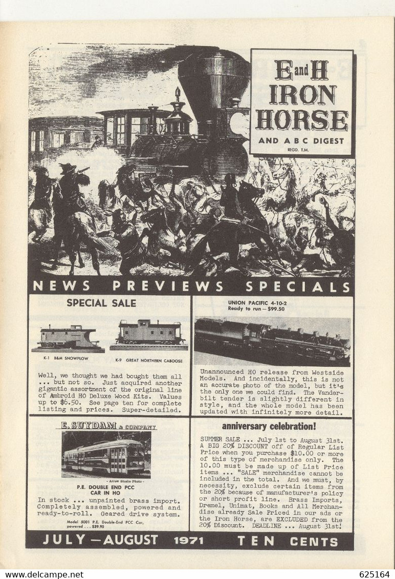 Catalogue E And H IRON HORSE 1971 July-August Digest AHM Tyco Suydam - Inglese