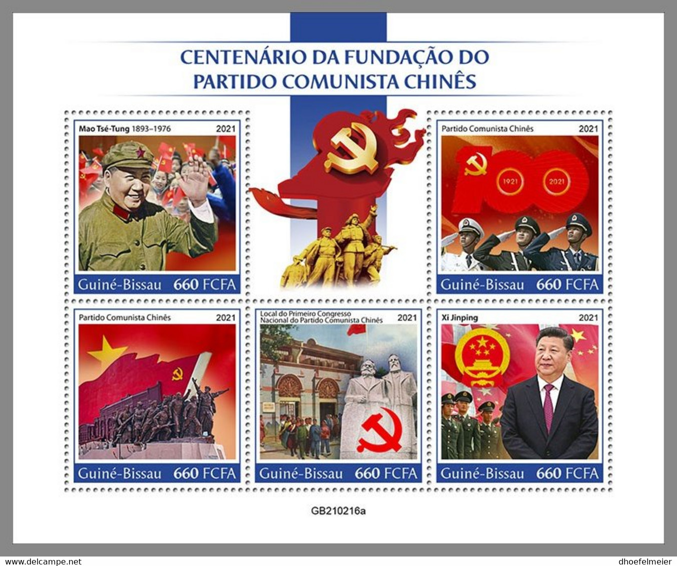 GUINEA BISSAU 2021 MNH Communist Party Of China Mao Zedong Xi Jinping M/S - OFFICIAL ISSUE - DHQ2129 - Mao Tse-Tung