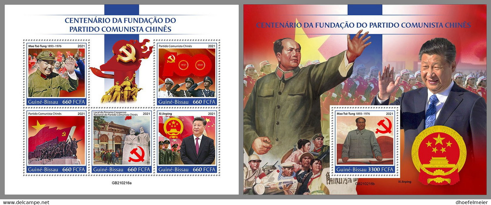 GUINEA BISSAU 2021 MNH Communist Party Of China Mao Zedong Xi Jinping M/S+S/S - IMPERFORATED - DHQ2129 - Mao Tse-Tung