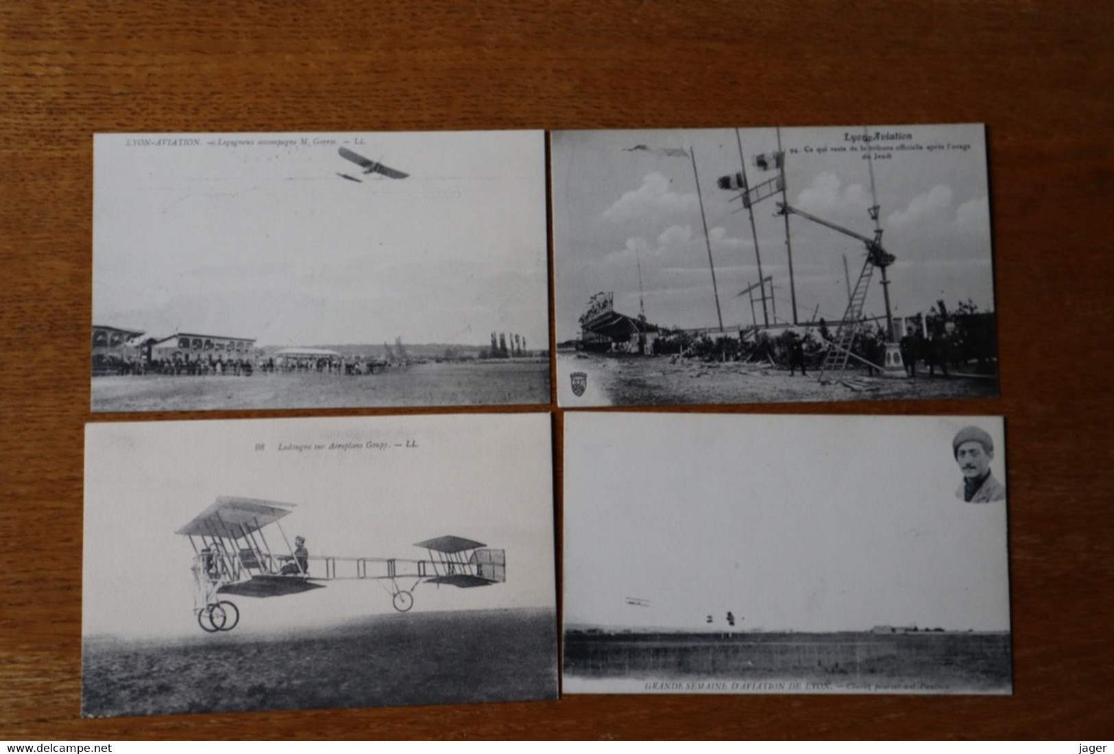 Lot De 4 Cartes Postales Anciennes Avion, L Aéroplane Goupy,  Lyon Aviation, Garros - Other & Unclassified