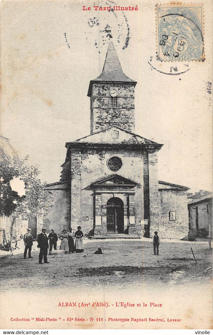 21-7822 : ALBAN. EGLISE ET PLACE - Alban